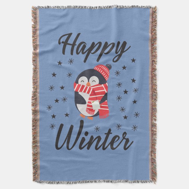Manta Invierno feliz, pingüino lindo (Frente vertical)