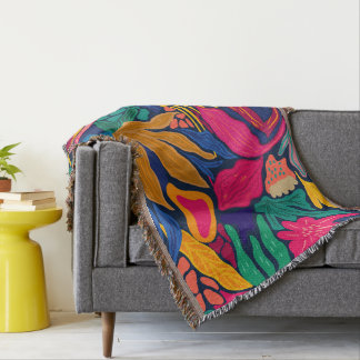Manta invierno maximalista de colores vivos y florales