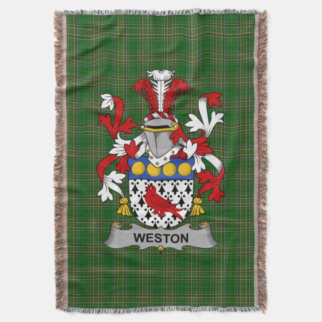 Manta Irlanda Weston Coat of Arms Family Crest Irlanda (Frente vertical)