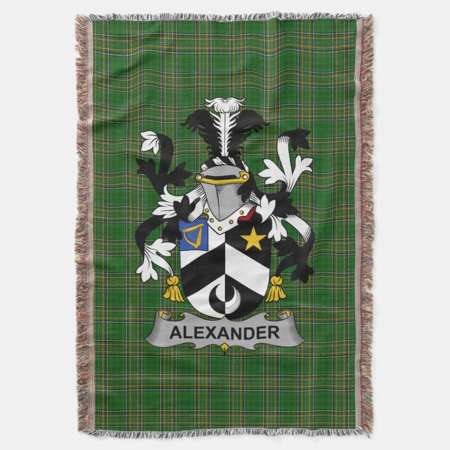 Manta Irlandés Alexander Coat of Arms Family Crest Irlan (Frente vertical)