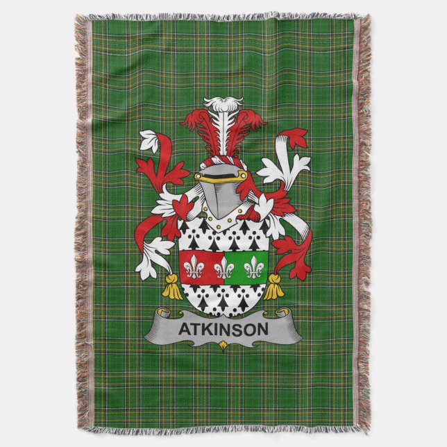 Manta Irlandés Atkinson Coat of Arms Crest Irlanda (Frente vertical)
