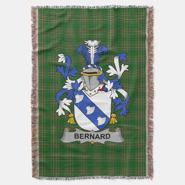 Manta Irlandés Bernard Coat of Arms Family Crest Irlanda (Frente vertical)