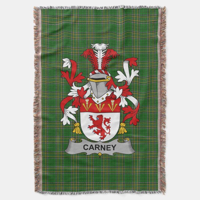 Manta Irlandés Carney Coat of Arms Family Crest Irlanda (Frente vertical)