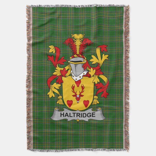 Manta Irlandés Haltridge Coat of Arms Family Crest Irlan (Frente vertical)