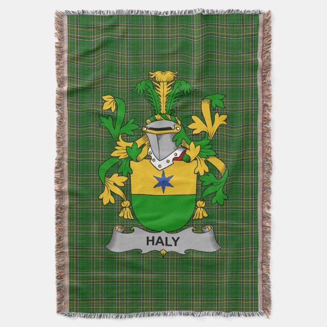 Manta Irlandés Haly o O_Haly Coat of Arms Family Crest I (Frente vertical)