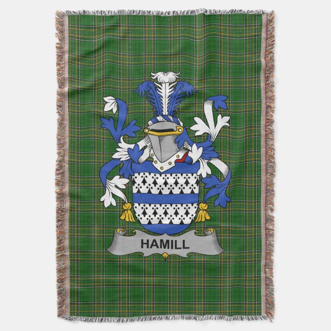 Manta Irlandés Hamill Coat of Arms Family Crest Irlanda (Frente vertical)