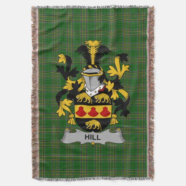 Manta Irlandés Hill Coat of Arms Family Crest Irlanda (Frente vertical)