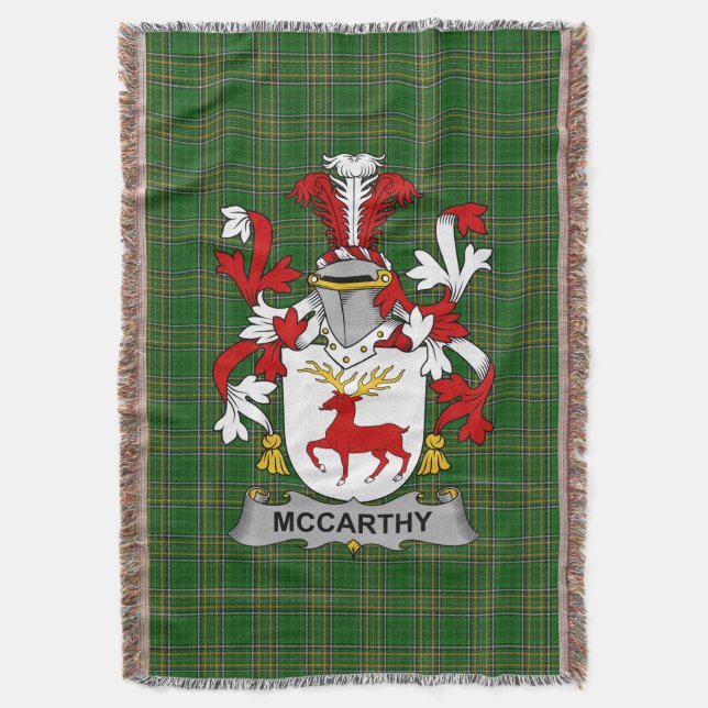Manta Irlandés McCarthy Coat of Arms Family Crest Irland (Frente vertical)
