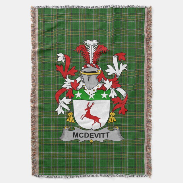 Manta Irlandés McDevitt Coat of Arms Family Crest Irland (Frente vertical)