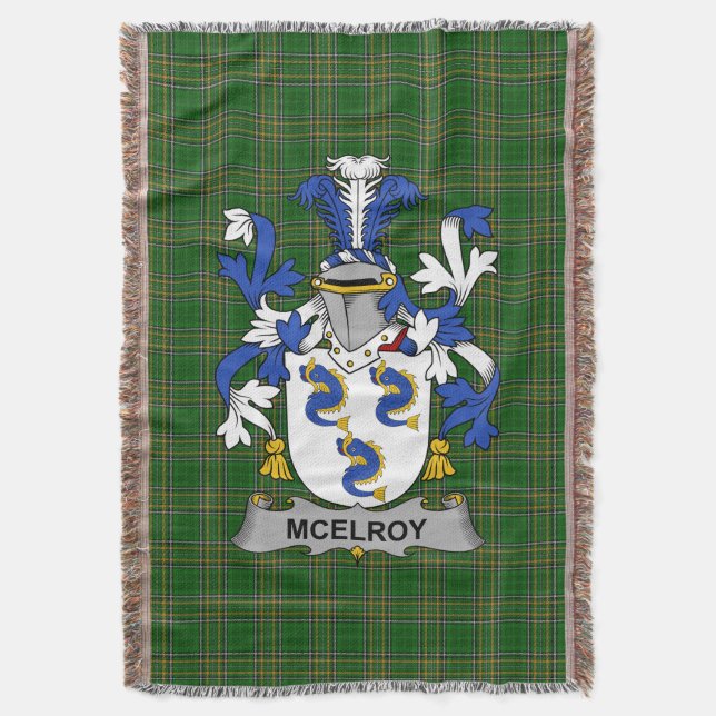 Manta Irlandés McElroy o Gilroy Coat of Arms Crest (Frente vertical)