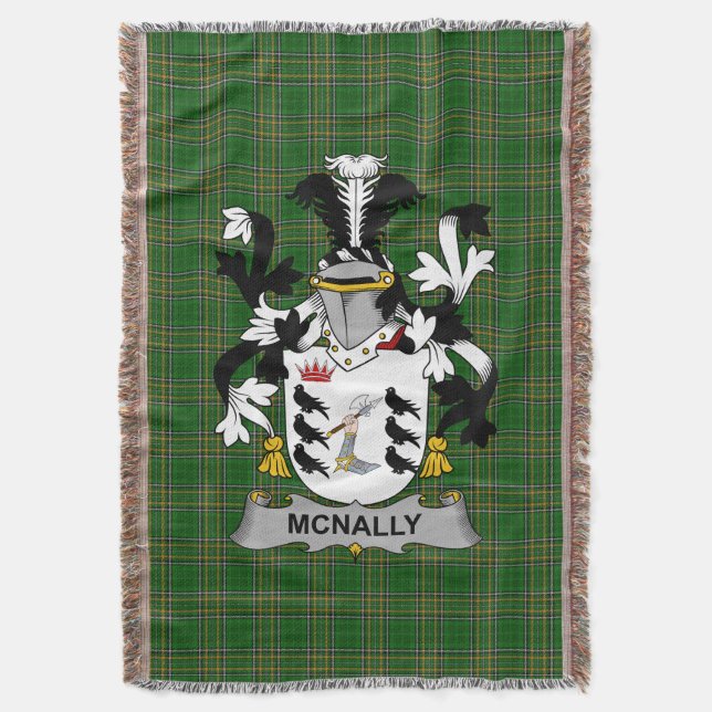 Manta Irlandés McNally Coat of Arms Family Crest Irlanda (Frente vertical)