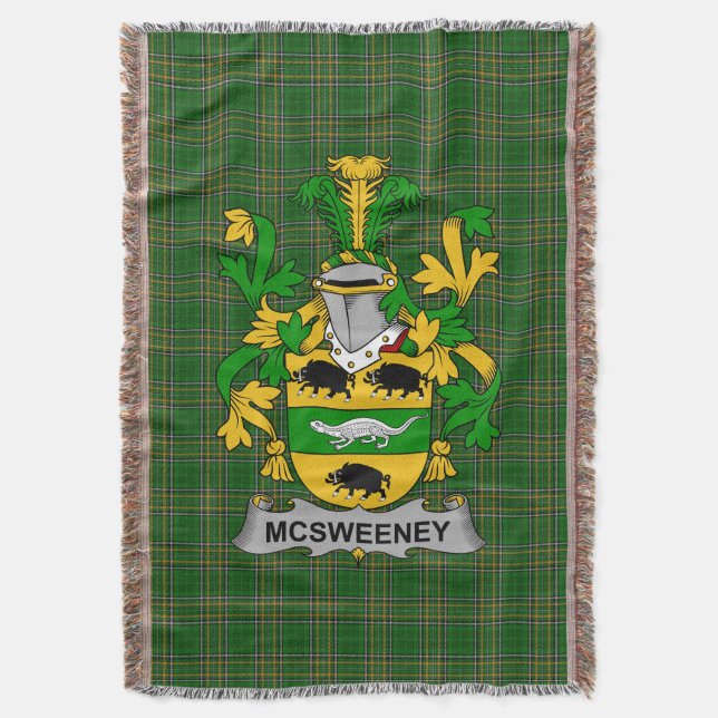 Manta Irlandés McSweeney Coat of Arms Family Crest Irlan (Frente vertical)