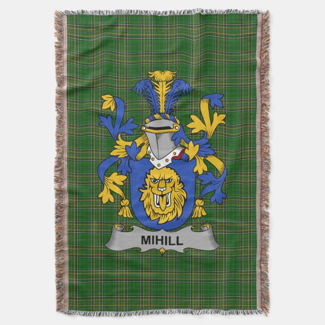 Manta Irlandés Mihill Coat of Arms Family Crest Irlanda (Frente vertical)