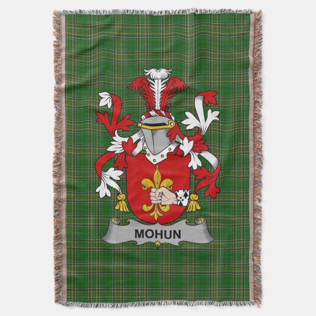 Manta Irlandés Mohun o Mohan Coat of Arms Family Crest I (Frente vertical)