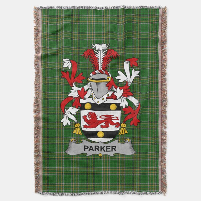 Manta Irlandés Parker Coat of Arms Family Crest Irlanda (Frente vertical)