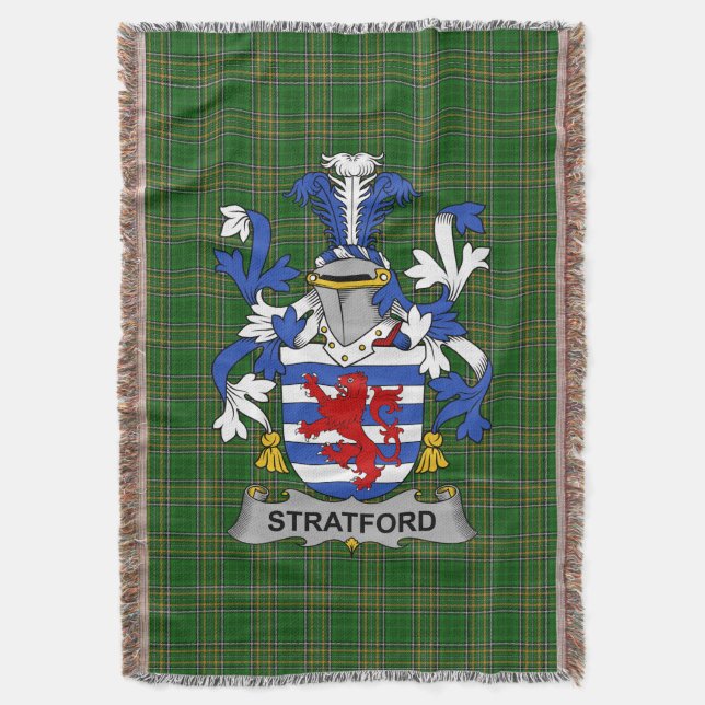 Manta Irlandés Stratford Coat of Arms Family Crest Irlan (Frente vertical)