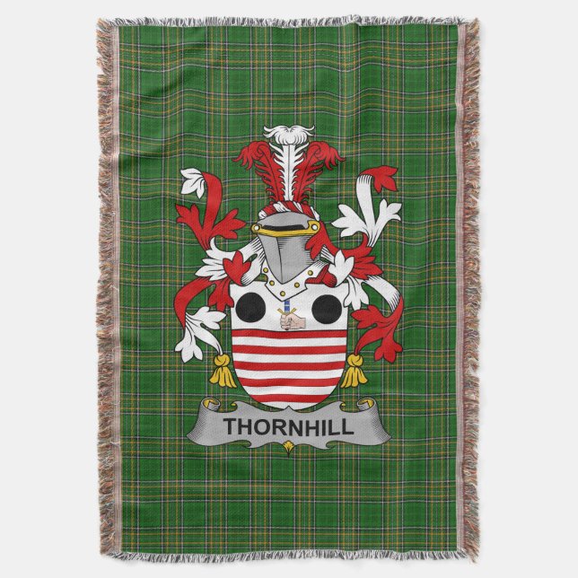 Manta Irlandés Thornhill Coat of Arms Family Crest Irlan (Frente vertical)