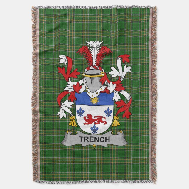 Manta Irlandés Trench Coat of Arms Family Crest Irlanda (Frente vertical)