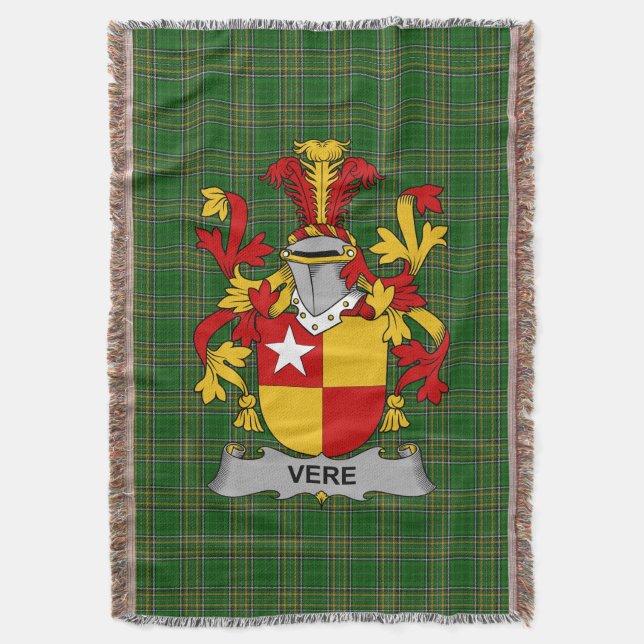 Manta Irlandés Vere Coat of Arms Family Crest Irlanda (Frente vertical)