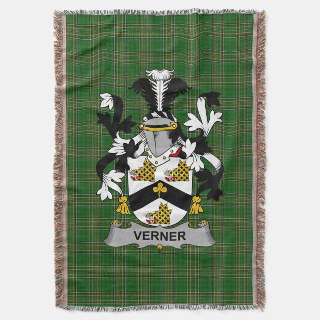 Manta Irlandés Verner Coat of Arms Family Crest Irlanda (Frente vertical)