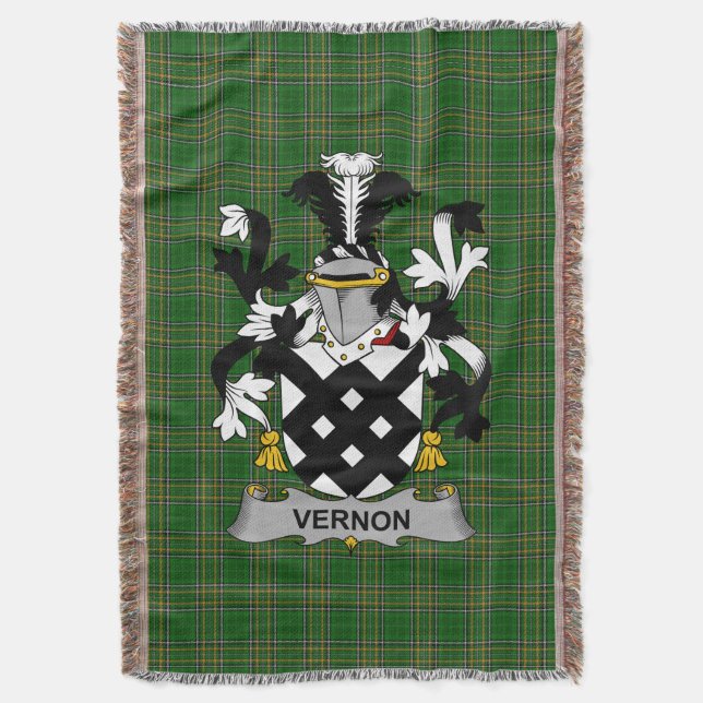 Manta Irlandés Vernon Coat of Arms Family Crest Irlanda (Frente vertical)