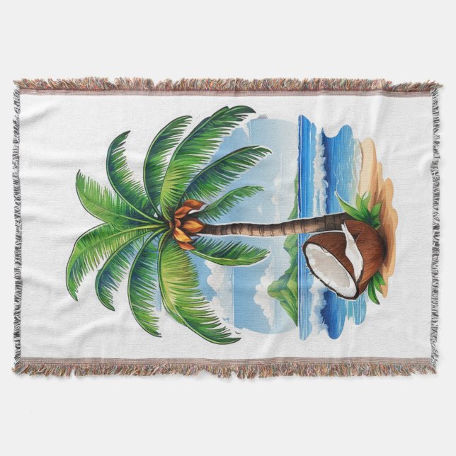 Manta Isla Tropical de Árbol de Coco (Anverso)