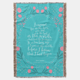 Manta Jane Austen Orgullo y Prejuicio, floral Verde azul