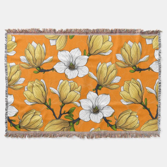 Manta Jardín de magnolia en amarillo (Anverso)