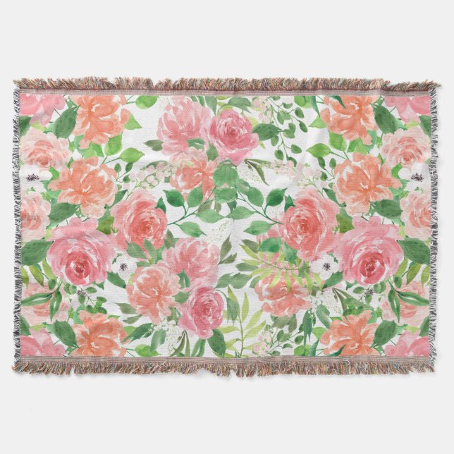 Manta jardín de rosa de una casa de campo con acuarela (Anverso)