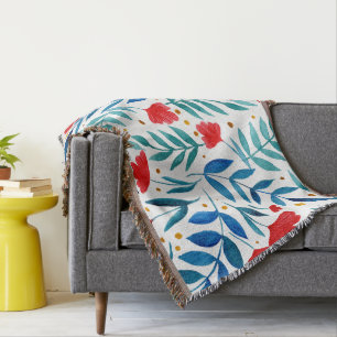 Manta Jardín mágico - rojo y turquesa