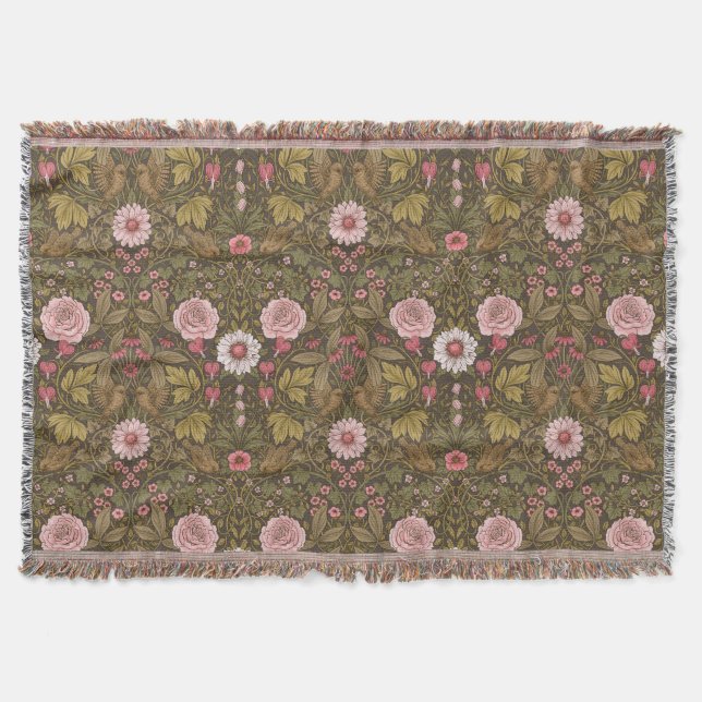 Manta Jardín salvaje sobre café marrón (Anverso)