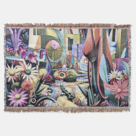 Manta Jardín Surreal - Diseño de Ilustracion floral 1