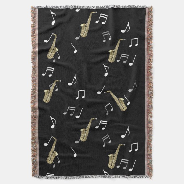 Manta Jazzy Saxophone & Musical Notes (Frente vertical)