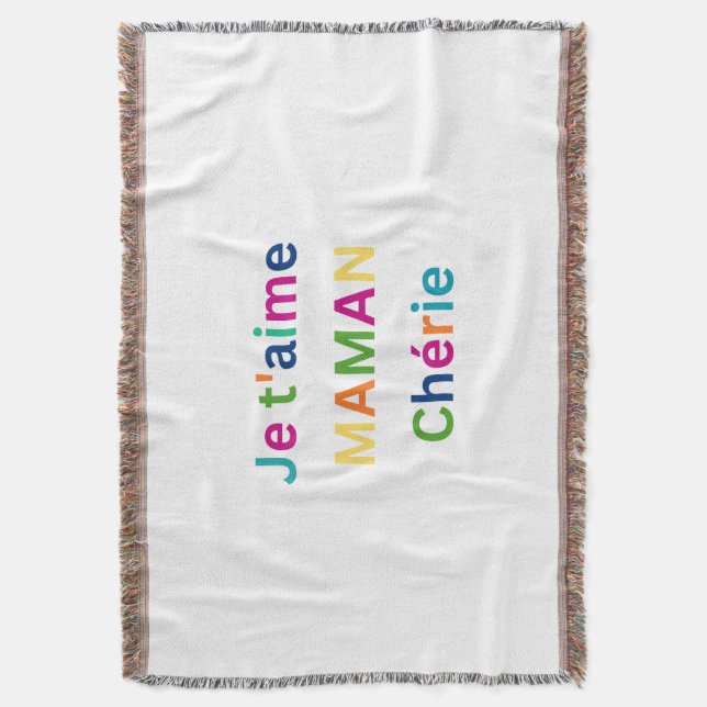 Manta "Je t'aime MAMA chérie" Cute Throw Blanket (Frente vertical)