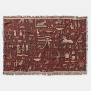 Manta Jeroglíficos rojos y oro de Egipto