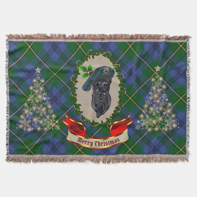 Manta Johnstone Scottie Dog Navidades Throw Blanket (Anverso)