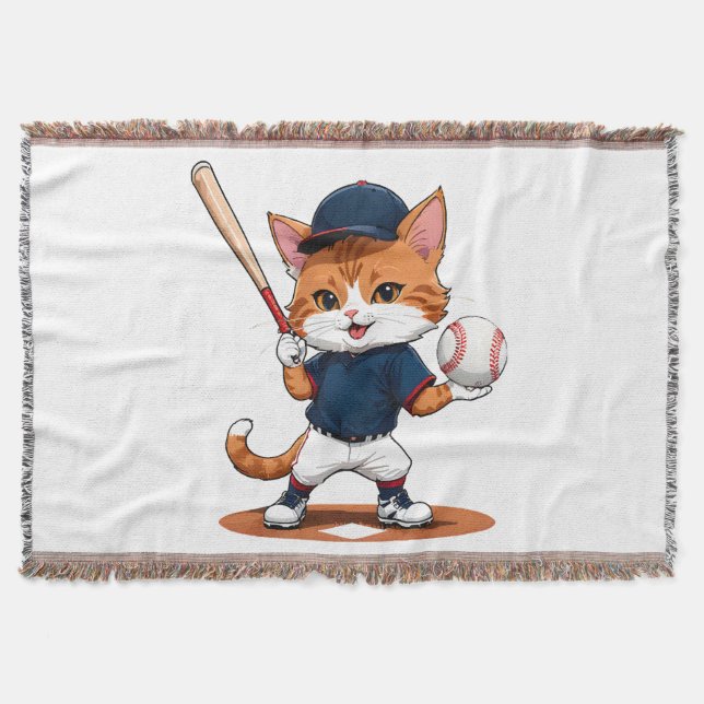 Manta Jugador de béisbol gato (Anverso)