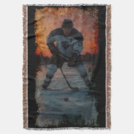 Manta Jugador de Hockey sobre Hielo al Atardecer