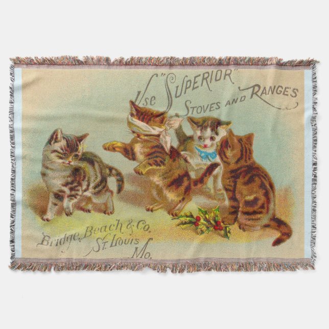 Manta Jugando gatitos de tarjetas de comercio de Victori (Anverso)
