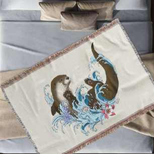 Manta Juguuetón Azul Nutria de Río Caprichosa Salpicadur