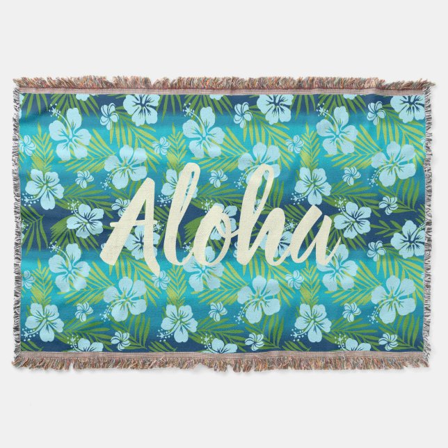 Manta Kalani Tie Dye Mezcla Hibiscus Tropical - Verde az (Anverso)
