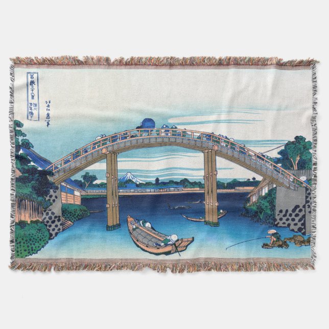 Manta Katsushika Hokusai - Bajo el puente Mannen, Fukaga (Anverso)
