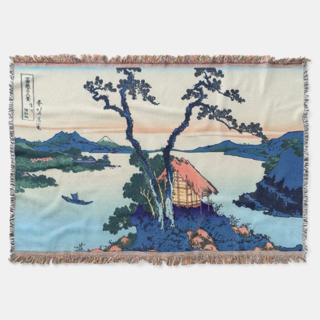 Manta Katsushika Hokusai - Lago Suwa en la provincia de  (Anverso)