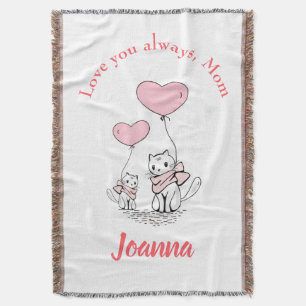 Manta Kawaii Mom Cat & Kitten Personalizado