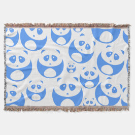 Manta Kawaii Panda Baby Blue and White Pattern