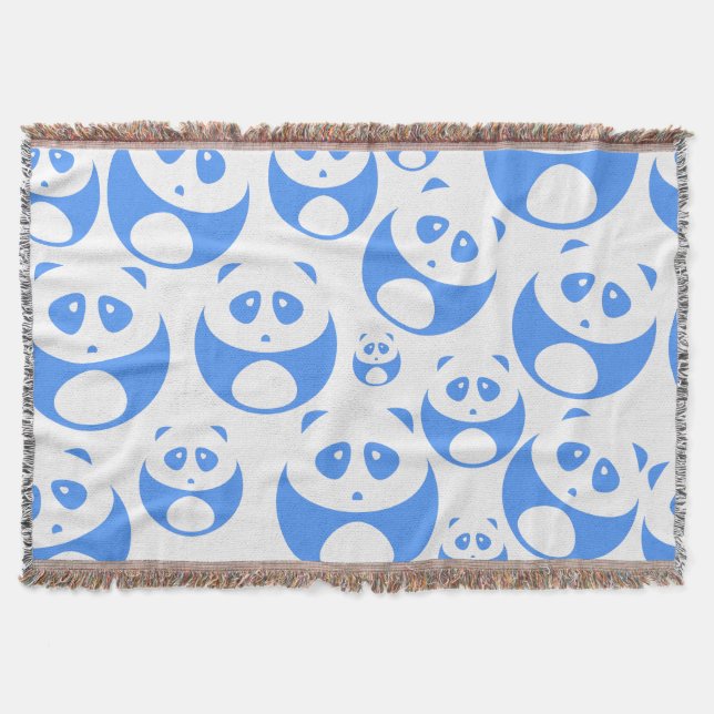Manta Kawaii Panda Baby Blue and White Pattern (Anverso)