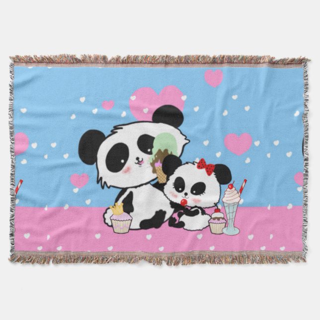 Manta Kawaii Panda Bear Graciosos Regalos Con Nombre (Anverso)
