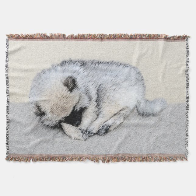Manta Keeshond Sleeping Pinting Pintura Original De Perr (Anverso)
