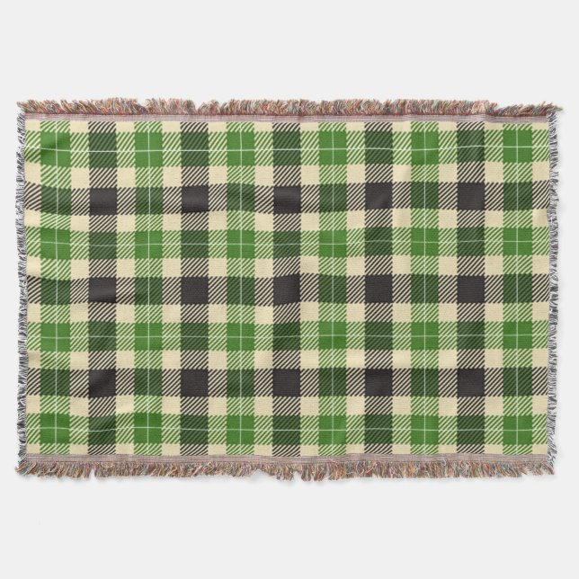 Manta Kelly Green y Black Tartan Plaid (Anverso)