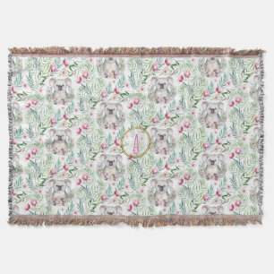 Manta KOALA BEAR Floral Monograma Habitación de Niñas Nu